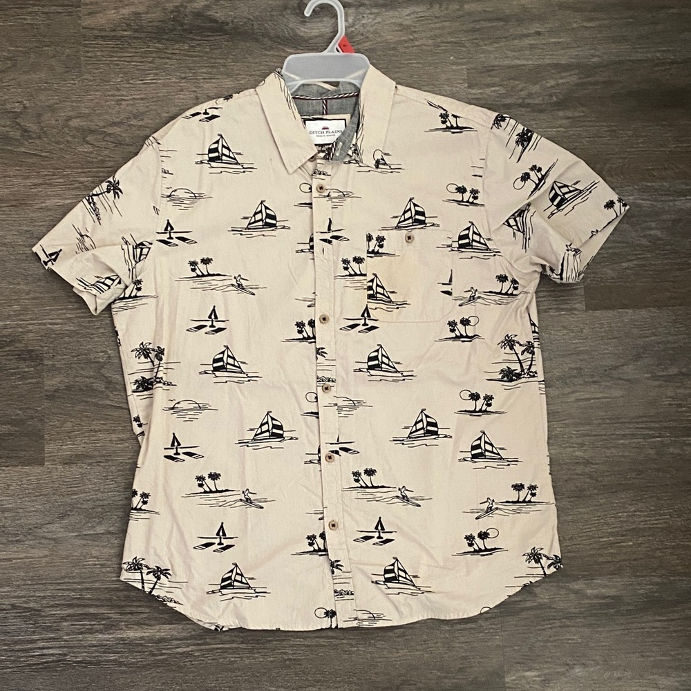 Men's Beige Nautical Print Shirt